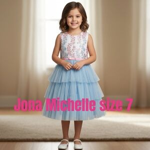 Jona Michelle Elegant Blue and Pink Dress